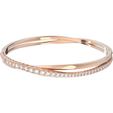 White Jewellery Swarovski Twist Bracelet - Rose Gold/Transparent
