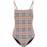 Open Back Swimsuits Burberry Check Swimsuit - Archive Beige