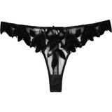 Fleur Du Mal Lily Embroidery Hipster Thong - Black