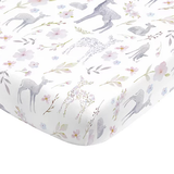Polyester Sheets NoJo Floral Deer Fitted Crib Sheet 28x52"