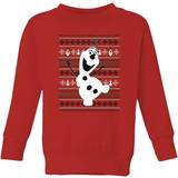 Red Christmas Sweaters Children's Clothing Disney Kid's Frozen Olaf Dancing Christmas Sweatshirt - Red