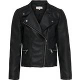 Cotton Outerwear Only Freya Biker Imitation Leather Jacket - Black (15198182)