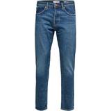 Selected Homme cotton slim tapered jeans in mid MBLUE