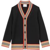 Polyamide Cardigans Children's Clothing Burberry Icon Stripe Trim Wool Cardigan - Black