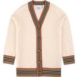 Buttons Cardigans Children's Clothing Burberry Icon Stripe Trim Wool Cardigan - Ivory (80542221)