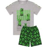 Night Garments Minecraft Boy's Short Pyjama Set - Heather Grey/Green/Black