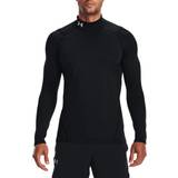 Blue - Men Base Layer Tops Under Armour Men's ColdGear Fitted Mock Shirt Midnight Navy/White