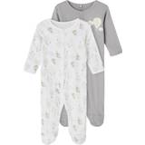 White Pyjamases Name It Snap Button Night Suit 2-pack - Alloy