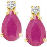 Ruby Earrings Accent Stud Earrings - Gold/Ruby/Transparent