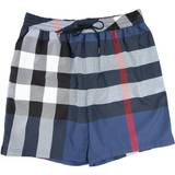 Blue Swimming Trunks Burberry Exaggerated Check Drawcord Swim Shorts - Carbon Blue