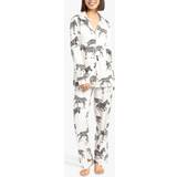 Sleepwear on sale Chelsea Peers Zebra Print Long Pyjamas, Cream