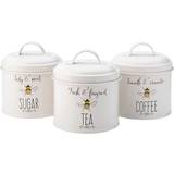 The English Tableware Company Bee Happy Tea Coffee And Sugar Tins Kitchen Container 3pcs