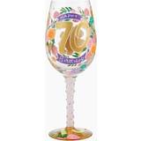 Lolita Enesco Designs Happy 70th Birthday Hand-Painted Artisan Wine Glass, 15 Ounce, Multicolor Wine Glass