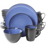 Gibson Soho Lounge Round Reactive Glaze Stoneware Dinnerware Set, Service for 4 (16pc) Blue, Soho Round Dinner Set