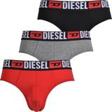 Diesel 3-Pack Jeans Logo Briefs, Red/Grey/Black