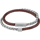 Hugo Boss Two-Row Bracelet - Silver/Brown