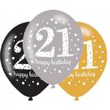 Amscan Latex Balloons Glittery Gold-27cm-6 Pcs, 21st Birthday