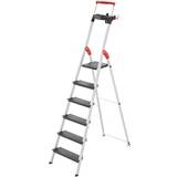 Aluminum Step Ladders Hailo TopLine L100 8050-307 Aluminium Safety Stepladder with Multifunctional Shell, Safety Holder, Platform Lock and 130 mm Extra-Deep Steps, Black, 8050-607