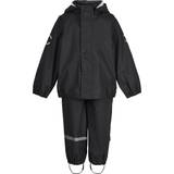 Removable Hood Rain Sets Mikk-Line Rainwear Jacket And Pants - Black (33144)