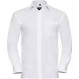 Men - White Clothing Russell Mens Long Sleeve Pure Cotton Work Shirt (3XL) (White)