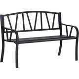 OutSunny Metal Loveseat 2-Seater Outdoor Furniture w/ Armrest Garden Bench