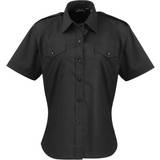 Tops Premier Womens/Ladies Short Sleeve Pilot Blouse Plain Work Shirt (12) (Black)