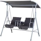Canopy Porch Swings Garden & Outdoor Furniture on sale OutSunny 2-Seater Swing Chair w/ Table