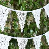Talking Tables 16 Pennants 4m Paper Disposable White Wedding Bunting Decorations Garland, 4 Meters for a Boho Birthday, Christening, Engagement Party, Bridal Shower or Anniversary