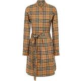 Checkered Dresses Burberry Vintage Check Stretch Cotton Shirt Dress - Beige
