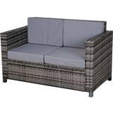 Outdoor Sofas & Benches Garden & Outdoor Furniture OutSunny Alfresco Rattan 2 Seater Sofa, Grey Outdoor Sofa