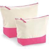 Westford Mill Dipped Base Canvas Accessory Bag (Pack of 2) (M) (Natural/True Pink)
