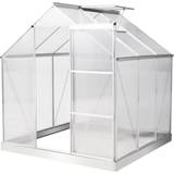Freestanding Greenhouses OutSunny Walk-In Greenhouse 6x6ft Aluminum Polycarbonate