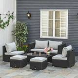 Black Outdoor Sofas Garden & Outdoor Furniture OutSunny Rattan 860-099V70 Outdoor Sofa