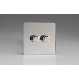 Wall Dimmers Varilight JDCP252S Screwless Polished Chrome 2 Gang 2-Way Push-On/Off LED Dimmer 0-120W V-Pro