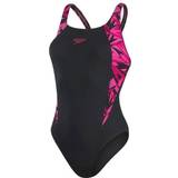 Polyester Swimsuits Speedo Hyperboom Splice Muscleback Swimsuit - Black/Pink