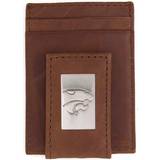 Leather Money Clips Eagles Wings Kansas State Univeristy Flip Wallet - Brown