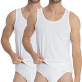 Calida Men's Natural Benefit Sports Tank Top (Pack of 2) (Weiss 001)