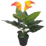 VidaXL Artificial Plants vidaXL Artificial Calla Lily Plant with Pot 45 cm Red and Yellow Artificial Plant