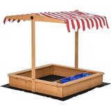 Ride-On Toys OutSunny Kids Wooden Outdoor Sandbox Play Station