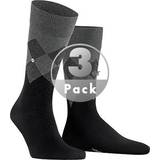 Burlington Men's Hampstead Cotton Thin Patterned 1 Pair Socks, (Black-Mix 3010) 6.5-11