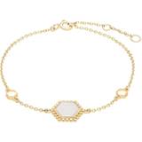 Yellow Bracelets Mother of Pearl Flat Slice Hex Bracelet in Plated