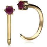 Ruby Jewellery Gemondo Pull Through Hoop Earrings - Gold/Red