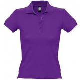 Purple - Women Polo Shirts Sol's Women's People Pique Short Sleeve Cotton Polo Shirt - Dark Purple