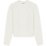 Kenzo Cable Knit Sweater In Merino Wool - Egg Shell