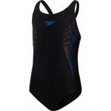 Bathing Suits Children's Clothing on sale Speedo Girl's Plastisol Placement Muscleback Swimsuit - Black/Siren Red/Blue Flame