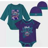 Mitchell & Ness Utah Jazz Hardwood Classics Bodysuits & Cuffed Knit Beanies Set Infant