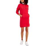 Tommy Hilfiger Short Dresses Tommy Hilfiger Women's Logo Funnel-Neck Sweatshirt Dress - Scarlet