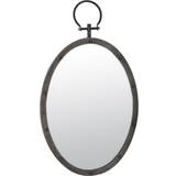 Stonebriar Collection Rustic Oval Metal with Ring & Rivet Trim Wall Mirror 35.6x62.5cm