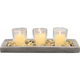 Stone Candle Holders Stonebriar Collection Briarwood Decorative Votive Tray with Rustic Cement Tray Candle Holder 7.4cm 3pcs