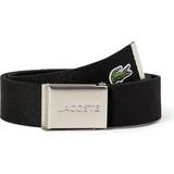 Lacoste Polyester Accessories Lacoste Engraved Buckle Woven Fabric Belt - Black